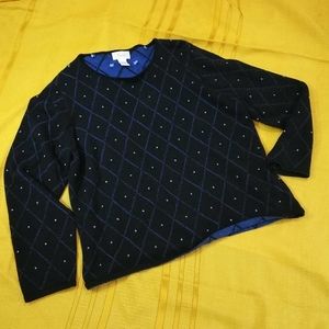 Foxcroft L blue womens sweater longsleeve pullover